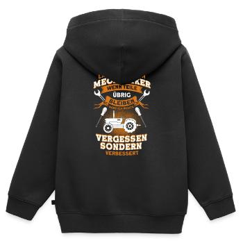 Landmaschinen Mechaniker Traktor Spruch - Kinder Premium Organic Zip Hoodie - Schwarz - Hinten - AI Model Kid Male (0cm)
