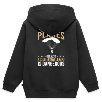 Fallschirm - Kinder Premium Organic Zip Hoodie - Schwarz - Hinten - AI Model Kid Male (0cm)