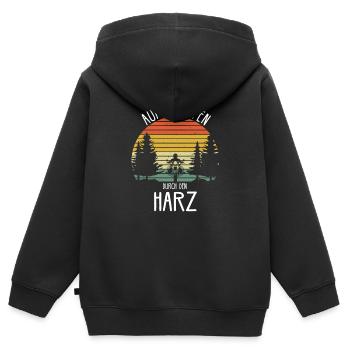 Harz Motorrad Biker Harzer Brocken Geschenkidee - Kinder Premium Organic Zip Hoodie - Schwarz - Hinten - AI Model Kid Male (0cm)