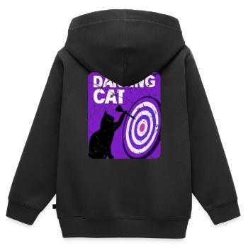 Dartspieler Chat - Sweat Premium à capuche zippé enfant bio - noir - Dos - AI Model Kid Male (0cm)
