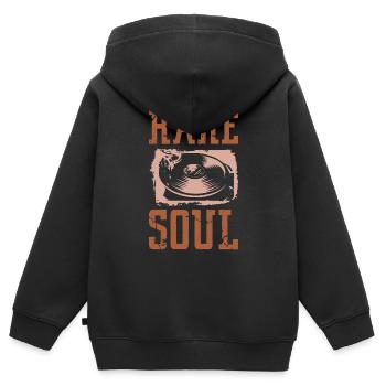 Classique Rare Soul Vintage style DJ Turntable - Sweat Premium à capuche zippé enfant bio - noir - Dos - AI Model Kid Male (0cm)