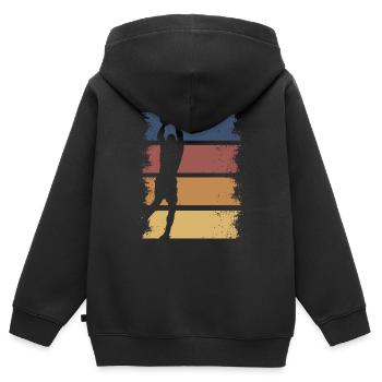Retro Basketball Vintage Style Basketballer - Kinder Premium Organic Zip Hoodie - Schwarz - Hinten - AI Model Kid Male (0cm)
