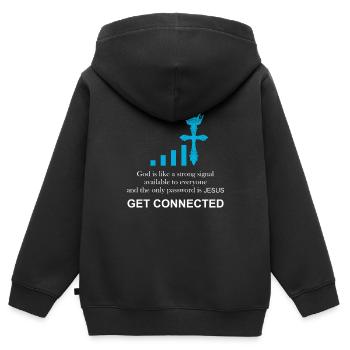 Prêtre catholique | Drôle de cadeau | - Sweat Premium à capuche zippé enfant bio - noir - Dos - AI Model Kid Male (0cm)