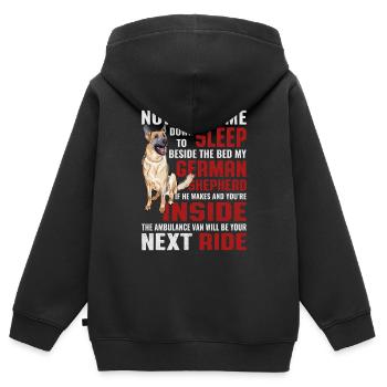 Bergers drôles Proverbes chiens Proverbes - Sweat Premium à capuche zippé enfant bio - noir - Dos - AI Model Kid Male (0cm)