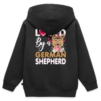 Shepherd German Shepherd love - Kids Premium Organic Zip-up Hoodie - black - Back - AI Model Kid Male (0cm)