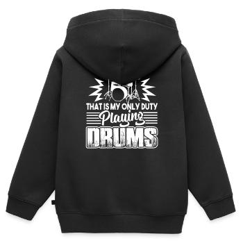 Batteur de batteur jouant la batterie - Sweat Premium à capuche zippé enfant bio - noir - Dos - AI Model Kid Male (0cm)