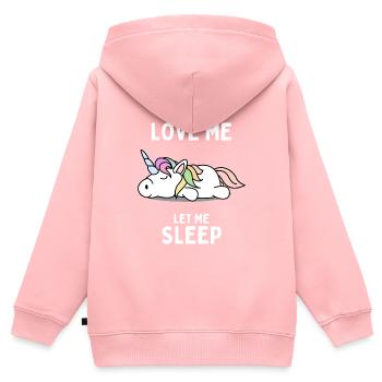 Licorne endormie Cadeau amusant - Sweat Premium à capuche zippé enfant bio - rose - Dos - AI Model Kid Female (0cm)