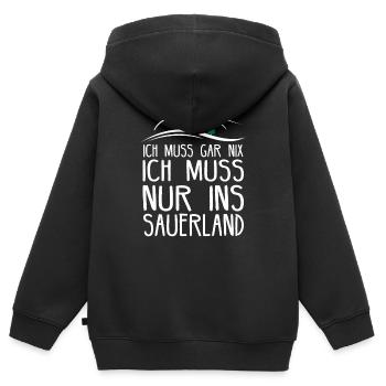 Sauerland Sauerländer Soest Wandern Geschenkidee - Kinder Premium Organic Zip Hoodie - Schwarz - Hinten - AI Model Kid Male (0cm)