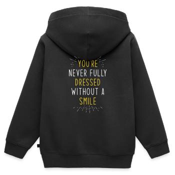 Lachen Spruch - Kinder Premium Organic Zip Hoodie - Schwarz - Hinten - AI Model Kid Male (0cm)