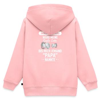 Fête des pères - Sweat Premium à capuche zippé enfant bio - rose - Dos - AI Model Kid Female (0cm)