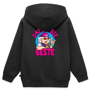 Omi ist die Beste für die beste Oma - Kinder Premium Organic Zip Hoodie - Schwarz - Hinten - AI Model Kid Male (0cm)