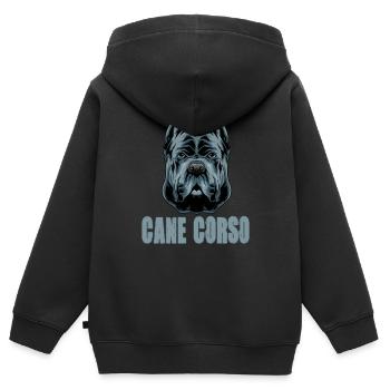 Cane Corso pour cane Corso propriétaire Cane - Sweat Premium à capuche zippé enfant bio - noir - Dos - AI Model Kid Male (0cm)
