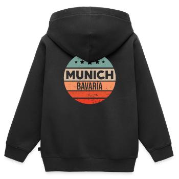 Munich - Sweat Premium à capuche zippé enfant bio - noir - Dos - AI Model Kid Male (0cm)