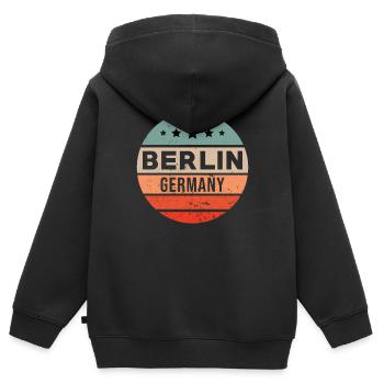 Berlin - Sweat Premium à capuche zippé enfant bio - noir - Dos - AI Model Kid Male (0cm)