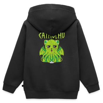 Cathulhu Spruch Design - Kinder Premium Organic Zip Hoodie - Schwarz - Hinten - AI Model Kid Male (0cm)