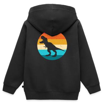 T-Rex - Sweat Premium à capuche zippé enfant bio - noir - Dos - AI Model Kid Male (0cm)