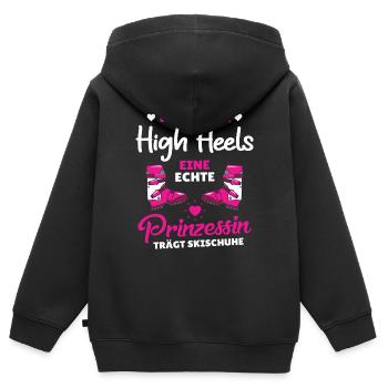 La princesse porte des chaussures de ski - Sweat Premium à capuche zippé enfant bio - noir - Dos - AI Model Kid Male (0cm)
