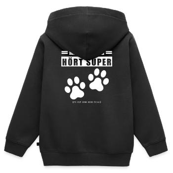 Bulldog - Kinder Premium Organic Zip Hoodie - Schwarz - Hinten - AI Model Kid Male (0cm)