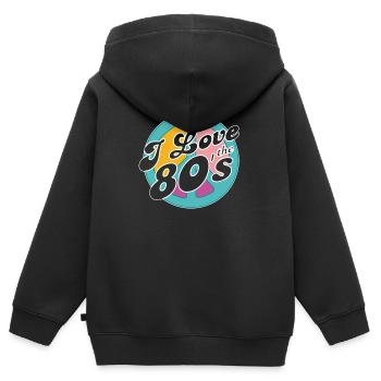 Retro 80s Ära Vintage Achtziger 80er - Kinder Premium Organic Zip Hoodie - Schwarz - Hinten - AI Model Kid Male (0cm)