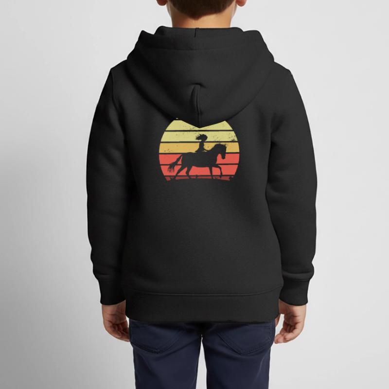 Retro Mädchen Pferd Kinder Premium Organic Zip Hoodie