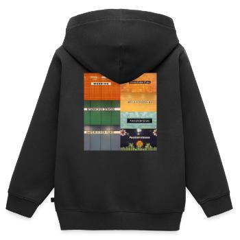 Berlin - Sweat Premium à capuche zippé enfant bio - noir - Dos - AI Model Kid Male (0cm)