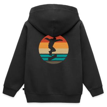Skate Skate Vintage Skate Cadeau Skateboard - Sweat Premium à capuche zippé enfant bio - noir - Dos - AI Model Kid Male (0cm)