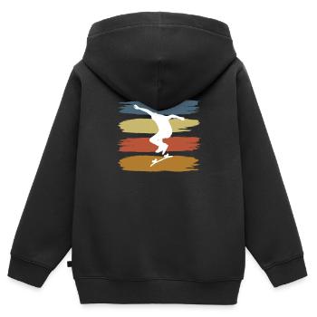 Skate Skate Vintage Skate Cadeau Skateboard - Sweat Premium à capuche zippé enfant bio - noir - Dos - AI Model Kid Male (0cm)