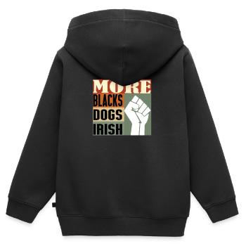 Plus de Noirs Plus de chiens Plus irlandais - Sweat Premium à capuche zippé enfant bio - noir - Dos - AI Model Kid Male (0cm)