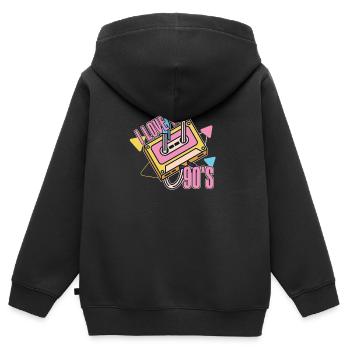 Retro 90s Ära Vintage Neunziger 90er - Kinder Premium Organic Zip Hoodie - Schwarz - Hinten - AI Model Kid Male (0cm)