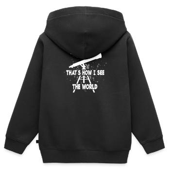 Sort télescopique - Sweat Premium à capuche zippé enfant bio - noir - Dos - AI Model Kid Male (0cm)