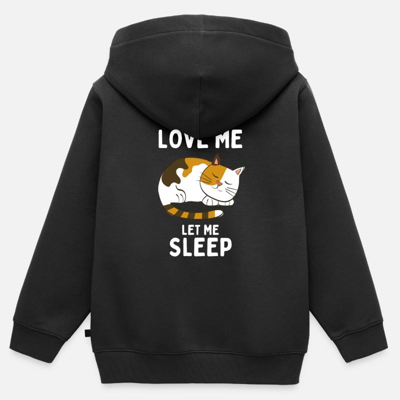 Chat endormi Cadeau amusant - Sweat Premium à capuche zippé enfant bio - noir
