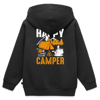 Happy Camper De camper Camping Cadeaux - Sweat Premium à capuche zippé enfant bio - noir - Dos - AI Model Kid Male (0cm)