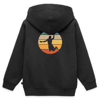 Retro Basketball Streetball - Kinder Premium Organic Zip Hoodie - Schwarz - Hinten - AI Model Kid Male (0cm)