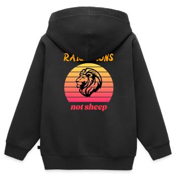 Heben Sie Löwen nicht Schafe - Motivierend, Inspiration - Kinder Premium Organic Zip Hoodie - Schwarz - Hinten - AI Model Kid Male (0cm)