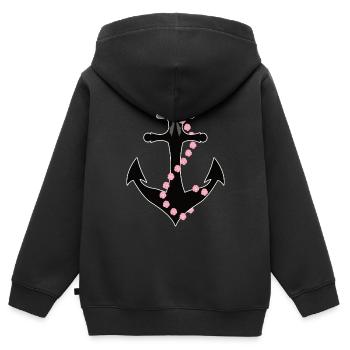 Anker mit Schleife und Rosen Seil - Kinder Premium Organic Zip Hoodie - Schwarz - Hinten - AI Model Kid Male (0cm)