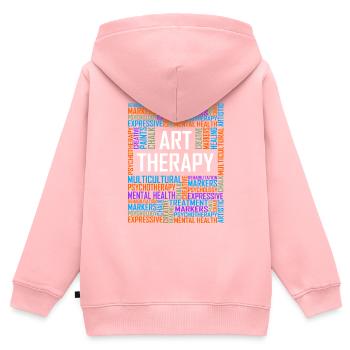 Art-thérapie - Mots - Sweat Premium à capuche zippé enfant bio - rose - Dos - AI Model Kid Female (0cm)