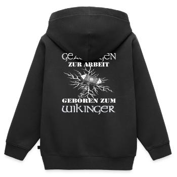 Wikinger Walhalla Geschenk Kostüm - Kinder Premium Organic Zip Hoodie - Schwarz - Hinten - AI Model Kid Male (0cm)