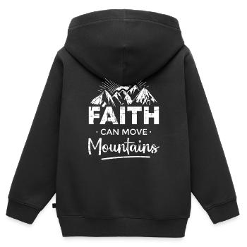 Glaube kann Berge bewegen - Kinder Premium Organic Zip Hoodie - Schwarz - Hinten - AI Model Kid Male (0cm)