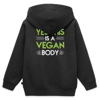 veganer Körper Vegan Veganer - Kinder Premium Organic Zip Hoodie - Schwarz - Hinten - AI Model Kid Male (0cm)