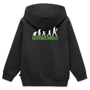 Vegan Evolution Veganer - Kinder Premium Organic Zip Hoodie - Schwarz - Hinten - AI Model Kid Male (0cm)