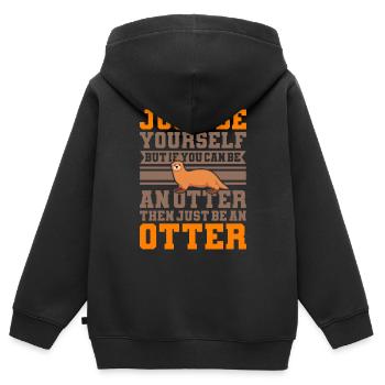 SEI EIN OTTER Otter Merch Süßer Otter Kinder - Kinder Premium Organic Zip Hoodie - Schwarz - Hinten - AI Model Kid Male (0cm)