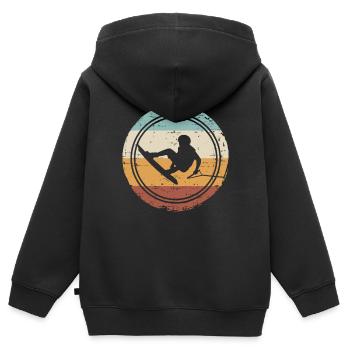 Rétro Wakeboard Wakeboard Wakeboard rétro Wakeboard Wakeboard - Sweat Premium à capuche zippé enfant bio - noir - Dos - AI Model Kid Male (0cm)