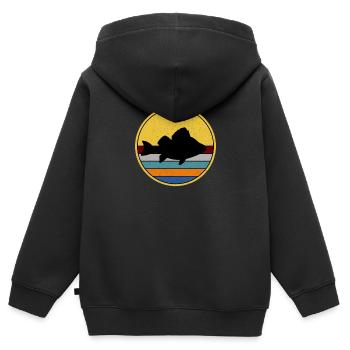 Barsch Angeln Fisch Angler Barsch angeln - Kinder Premium Organic Zip Hoodie - Schwarz - Hinten - AI Model Kid Male (0cm)