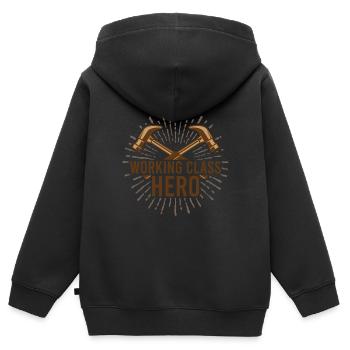 WORKING CLASS HERO KFZ Mechaniker Werkstatt Team - Kinder Premium Organic Zip Hoodie - Schwarz - Hinten - AI Model Kid Male (0cm)