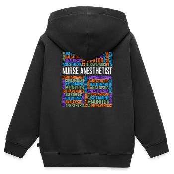 Krankenschwester Anästhesist - Worte - Kinder Premium Organic Zip Hoodie - Schwarz - Hinten - AI Model Kid Male (0cm)