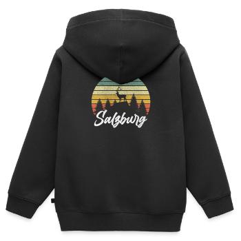 Salzburg Österreich - Kinder Premium Organic Zip Hoodie - Schwarz - Hinten - AI Model Kid Male (0cm)