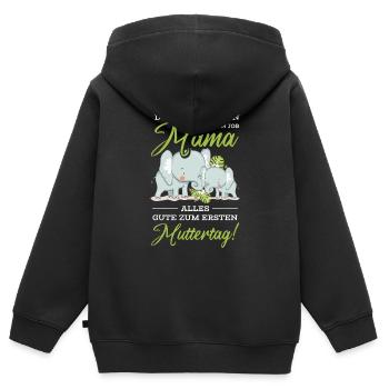Muttertag Mutter Mummy Elefant Spruch Geschenk - Kinder Premium Organic Zip Hoodie - Schwarz - Hinten - AI Model Kid Male (0cm)