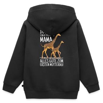 Muttertag Mutter Mummy Giraffe Spruch Geschenk - Kinder Premium Organic Zip Hoodie - Schwarz - Hinten - AI Model Kid Male (0cm)