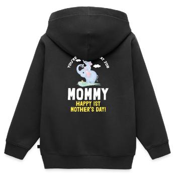 Muttertag Mutter Mummy Erster Elefant Geschenk - Kinder Premium Organic Zip Hoodie - Schwarz - Hinten - AI Model Kid Male (0cm)