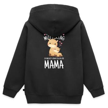 Muttertag Mutter Mummy Erster Giraffe Geschenk - Kinder Premium Organic Zip Hoodie - Schwarz - Hinten - AI Model Kid Male (0cm)